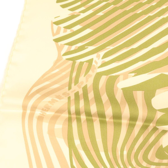 HERMES Carre 90 Dimitri.R Scarf ""ONDE DE CHIC"" Zebra Silk Green Auth am2045g - Picture 7 of 10